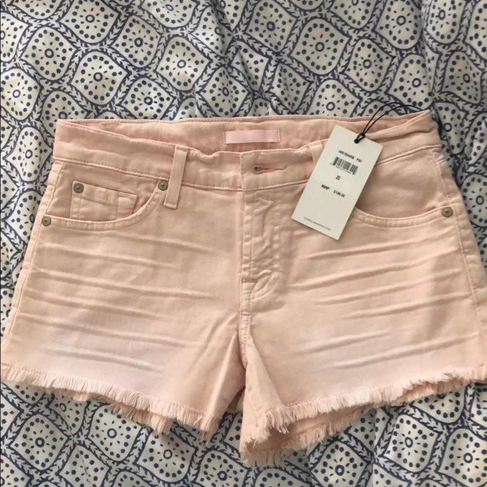 7 for all mankind pink cutoff denim shorts